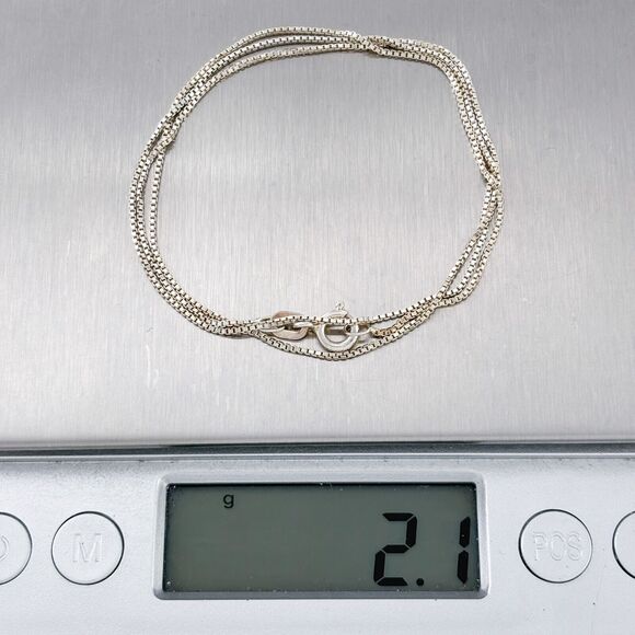 0.9mm Box Chain Necklace | Vintage Sterling Silver 925 | 18" - Picture 3 of 3